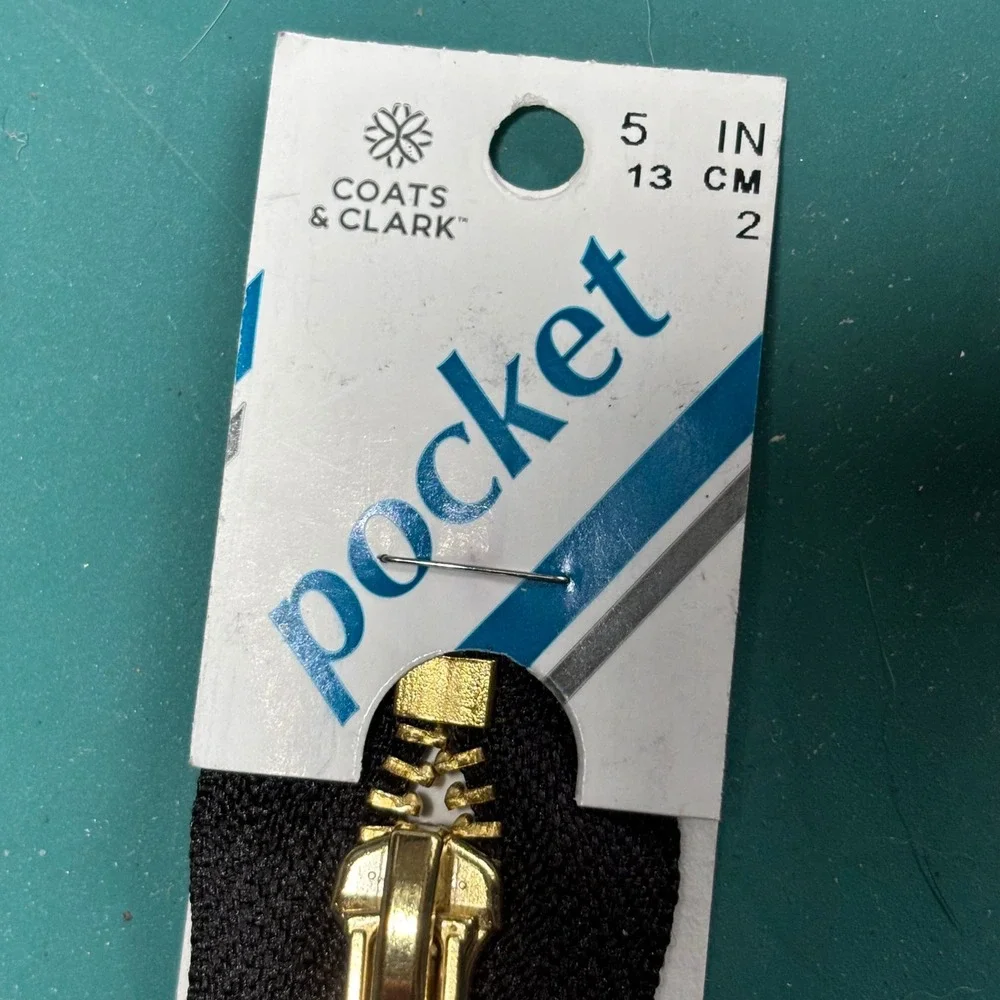 Coats & Clark 5 Inch Pocket Zippers‎ Black Brass Metal Teeth Lot of 3 F63 USA